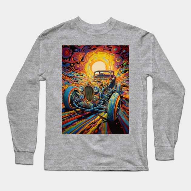 Psychedelic Hot Rod Long Sleeve T-Shirt by TooplesArt